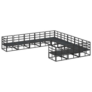 vidaXL Set Divano da Giardino con cuscino 11 pcs Nero Alluminio