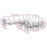 vidaXL Set Divano da Giardino con cuscino 12 pcs Nero Alluminio