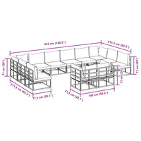 vidaXL Set Divano da Giardino con cuscino 12 pcs Nero Alluminio