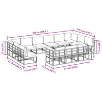 vidaXL Set Divano da Giardino con cuscino 13 pcs Nero Alluminio