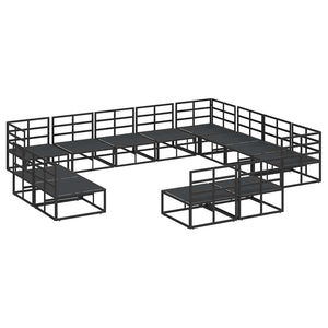vidaXL Set Divano da Giardino con cuscino 12 pcs Nero Alluminio