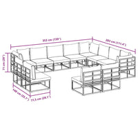 vidaXL Set Divano da Giardino con cuscino 12 pcs Nero Alluminio