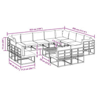 vidaXL Set Divano da Giardino con cuscino 13 pcs Nero Alluminio