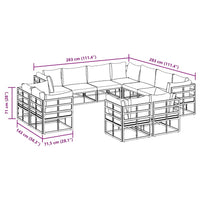 vidaXL Set Divano da Giardino con cuscino 11 pcs Nero Alluminio