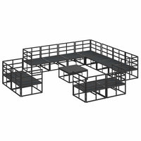 vidaXL Set Divano da Giardino con cuscino 12 pcs Nero Alluminio