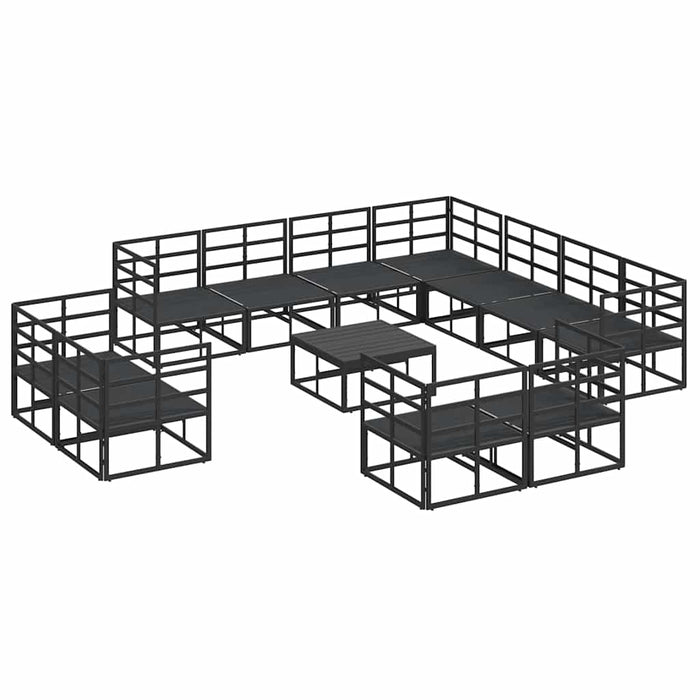 vidaXL Set Divano da Giardino con cuscino 12 pcs Nero Alluminio