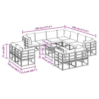 vidaXL Set Divano da Giardino con cuscino 12 pcs Nero Alluminio