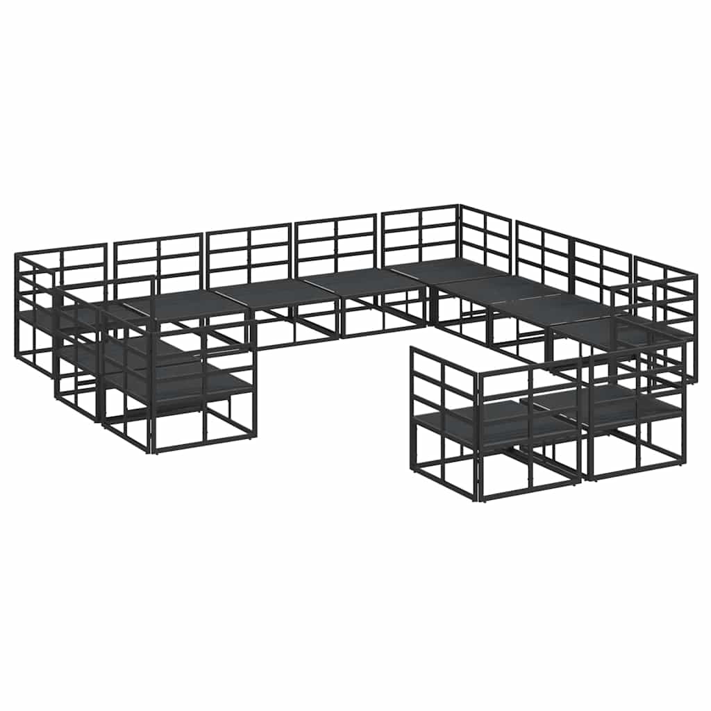 vidaXL Set Divano da Giardino con cuscino 12 pcs Nero Alluminio