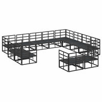 vidaXL Set Divano da Giardino con cuscino 12 pcs Nero Alluminio
