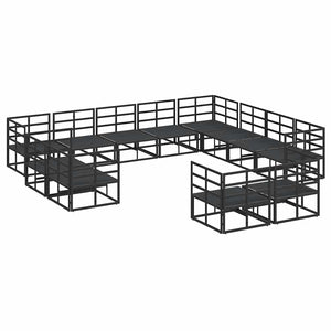 vidaXL Set Divano da Giardino con cuscino 12 pcs Nero Alluminio
