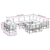 vidaXL Set Divano da Giardino con cuscino 13 pcs Nero Alluminio