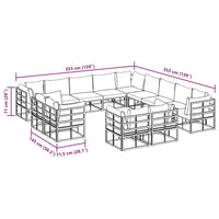 vidaXL Set Divano da Giardino con cuscino 13 pcs Nero Alluminio