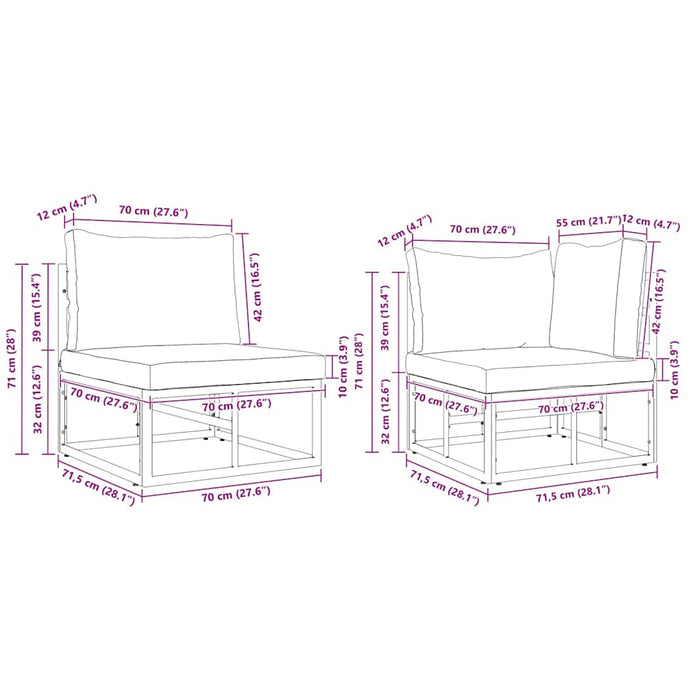 vidaXL Set Divano da Giardino con cuscino 13 pcs Nero Alluminio