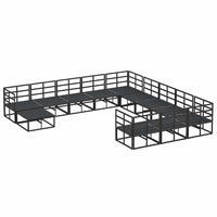vidaXL Set Divano da Giardino 12 pcs Nero Alluminio