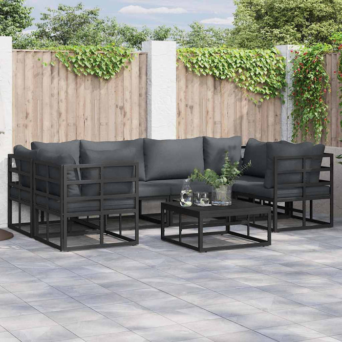 vidaXL Set Divano da Giardino 6 pcs Nero Alluminio