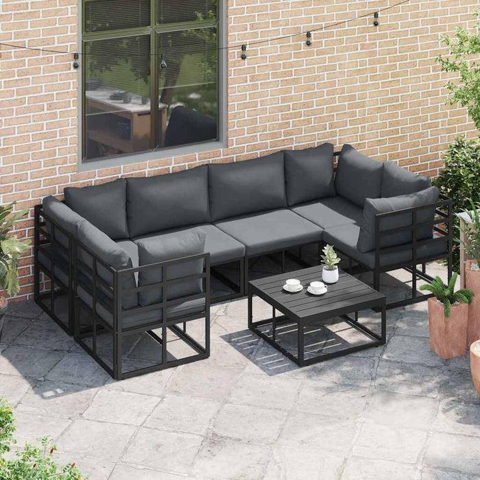 vidaXL Set Divano da Giardino 6 pcs Nero Alluminio