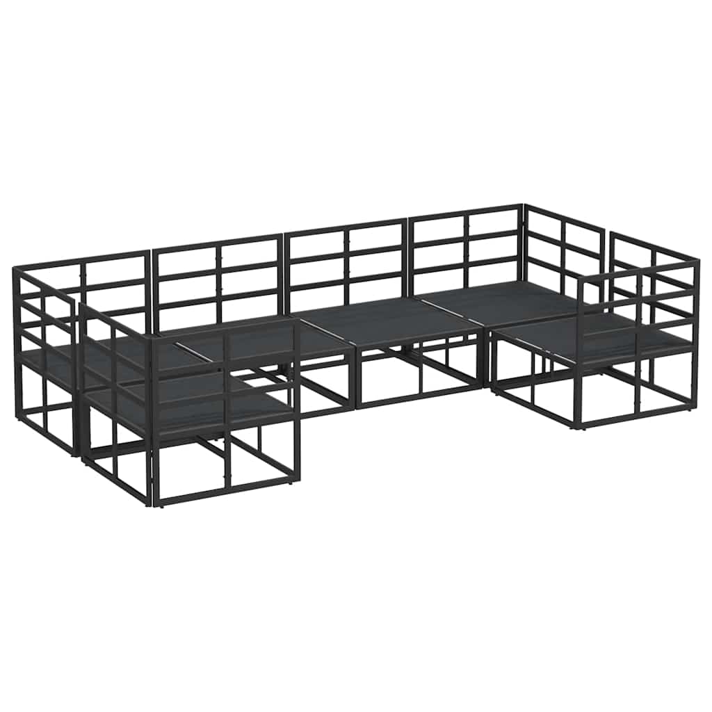 vidaXL Set Divano da Giardino 6 pcs Nero Alluminio