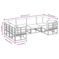 vidaXL Set Divano da Giardino 6 pcs Nero Alluminio