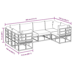 vidaXL Set Divano da Giardino 6 pcs Nero Alluminio