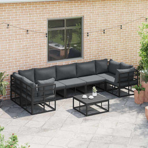 vidaXL Set Divano da Giardino 7 pcs Nero Alluminio