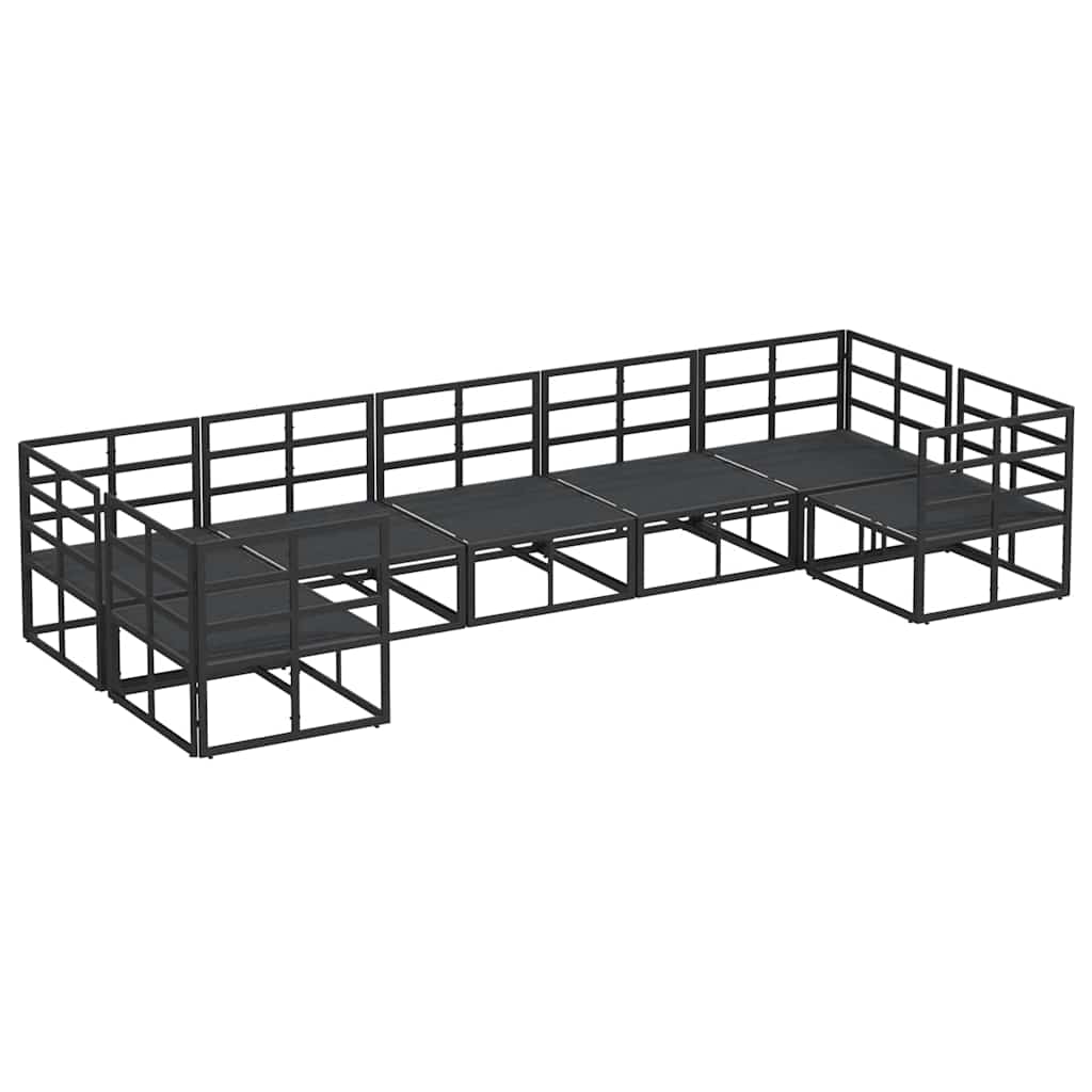 vidaXL Set Divano da Giardino 7 pcs Nero Alluminio