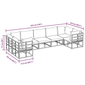 vidaXL Set Divano da Giardino 7 pcs Nero Alluminio