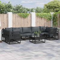 vidaXL Set Divano da Giardino 8 pcs Nero Alluminio