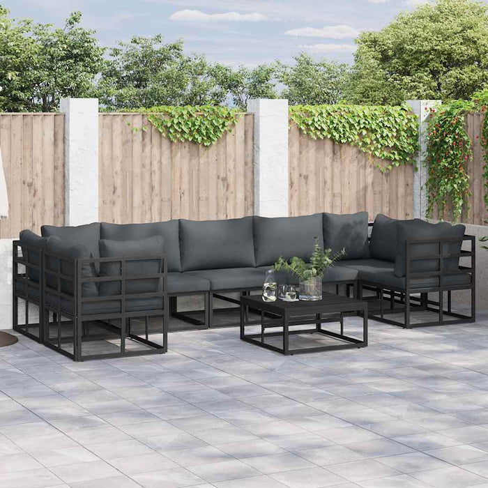 vidaXL Set Divano da Giardino 8 pcs Nero Alluminio