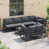vidaXL Set Divano da Giardino 8 pcs Nero Alluminio