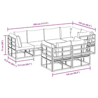 vidaXL Set Divano da Giardino con cuscino 7 pcs Nero Alluminio