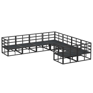vidaXL Set Divano da Giardino con cuscino 8 pcs Nero Alluminio