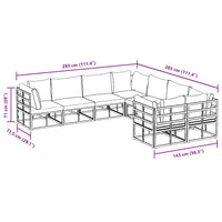 vidaXL Set Divano da Giardino con cuscino 8 pcs Nero Alluminio