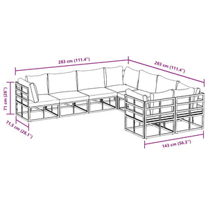 vidaXL Set Divano da Giardino con cuscino 8 pcs Nero Alluminio