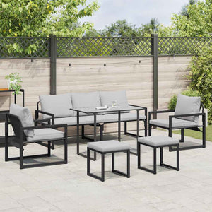 vidaXL Set Divano da Giardino 6 pcs Nero Acciaio