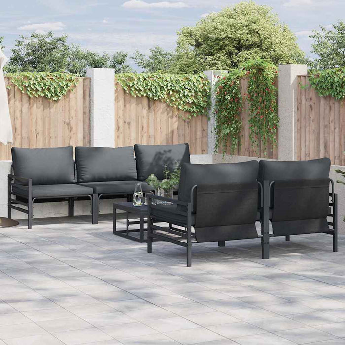 vidaXL Set Divano da Giardino 6 pcs Antracite Acciaio & Tessuto