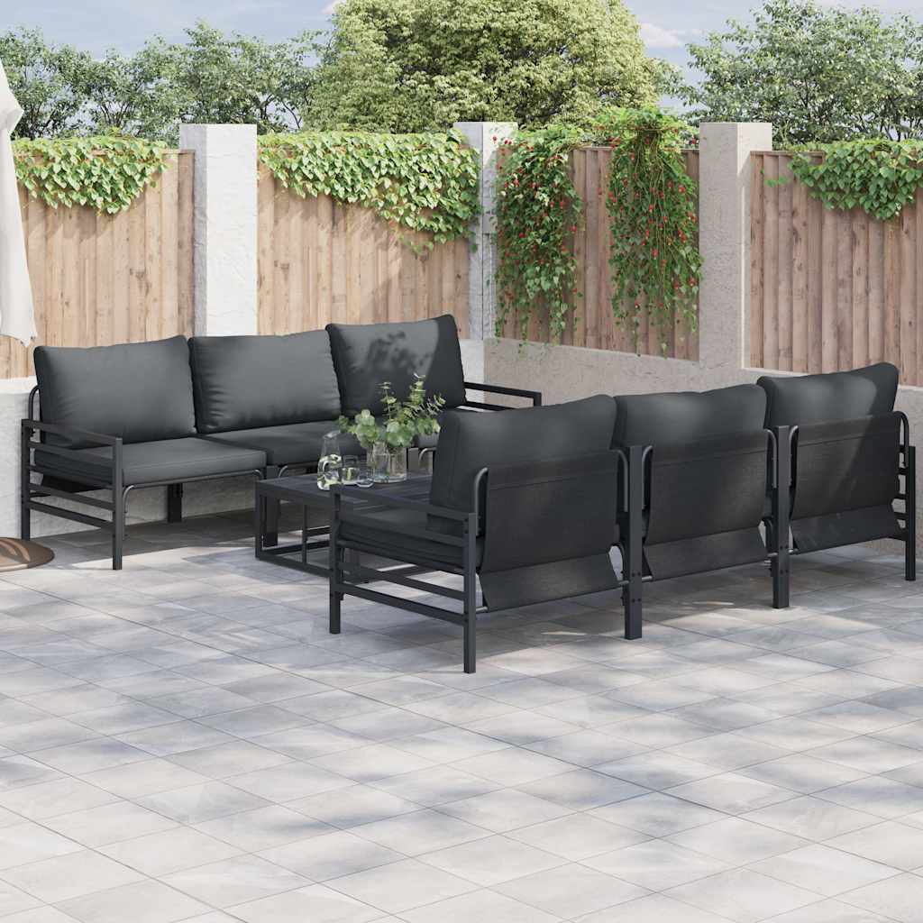 vidaXL Set Divano da Giardino 7 pcs Antracite Acciaio & Tessuto