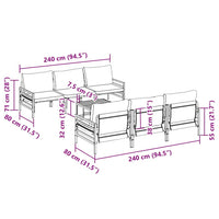 vidaXL Set Divano da Giardino 7 pcs Antracite Acciaio & Tessuto