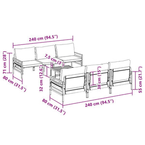 vidaXL Set Divano da Giardino 7 pcs Antracite Acciaio & Tessuto