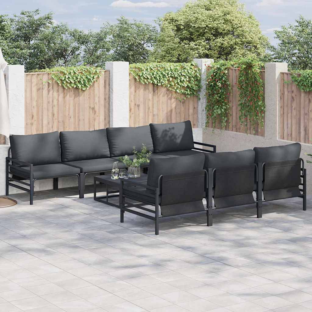 vidaXL Set Divano da Giardino 8 pcs Antracite Acciaio & Tessuto