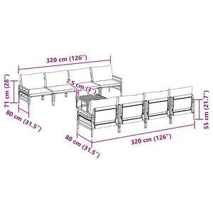 vidaXL Set Divano da Giardino 9 pcs Antracite Acciaio & Tessuto