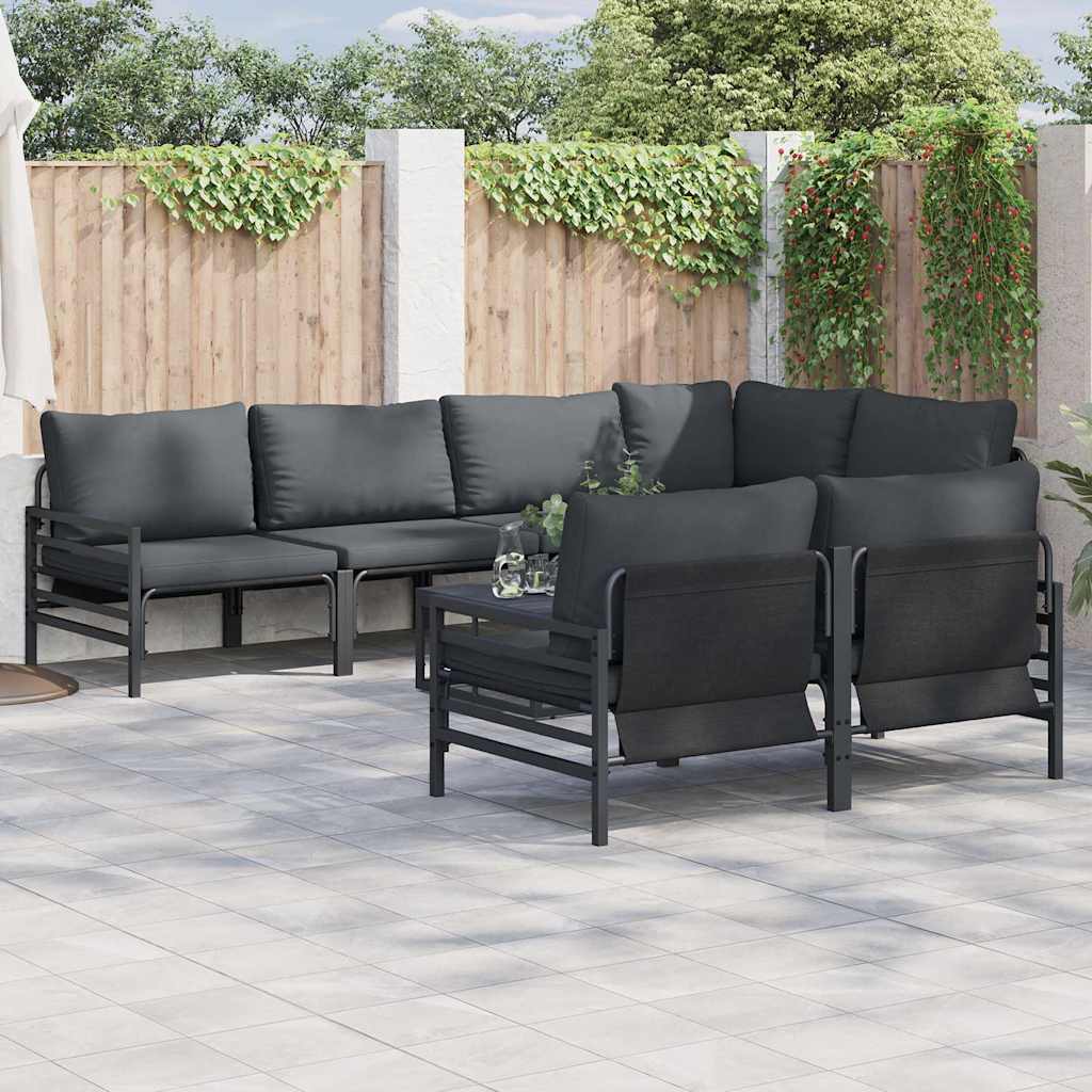 vidaXL Set Divano da Giardino 7 pcs Antracite Acciaio & Tessuto