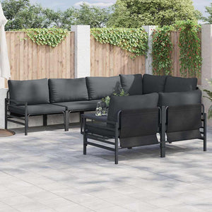 vidaXL Set Divano da Giardino 7 pcs Antracite Acciaio & Tessuto