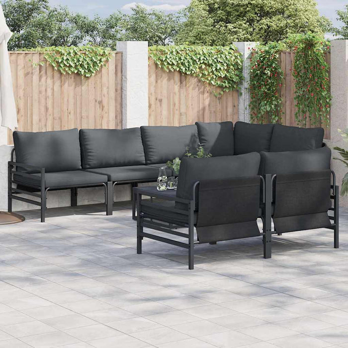 vidaXL Set Divano da Giardino 7 pcs Antracite Acciaio & Tessuto