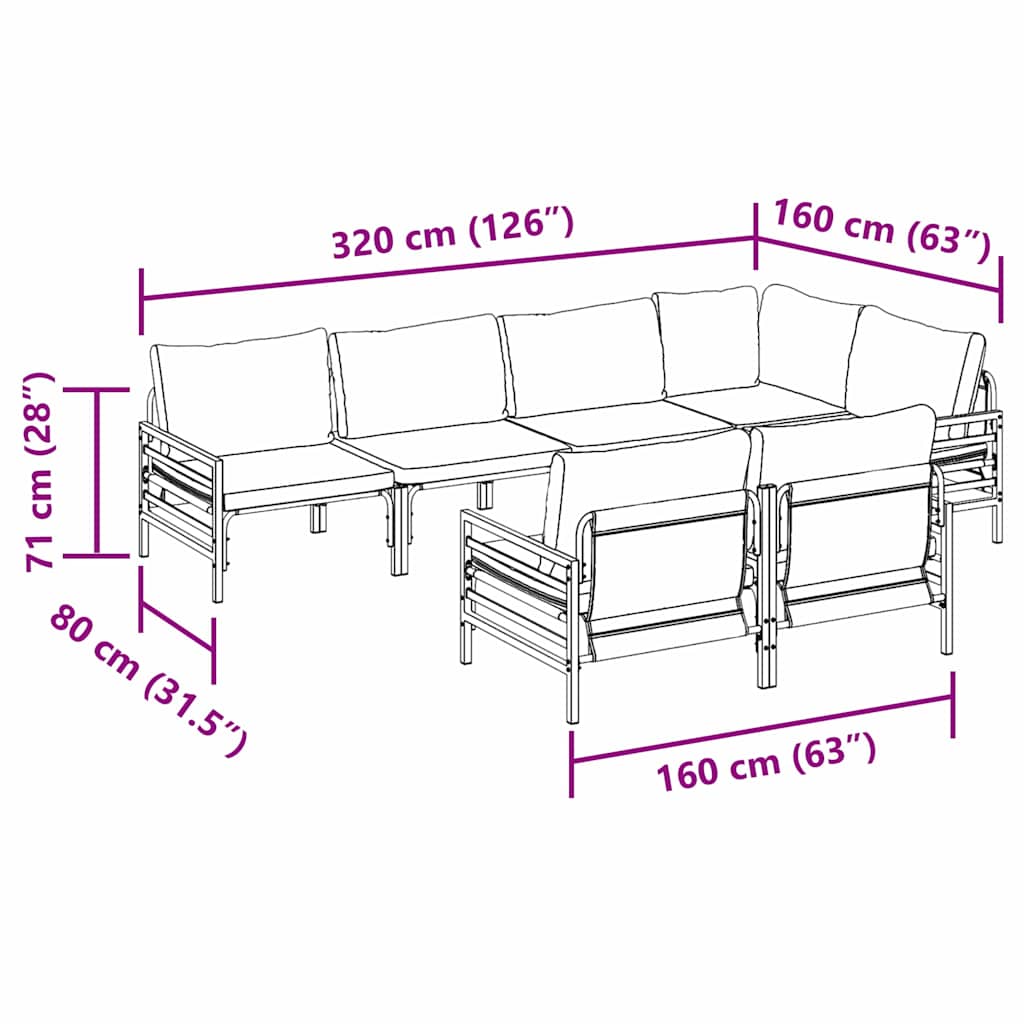 vidaXL Set Divano da Giardino 7 pcs Antracite Acciaio & Tessuto