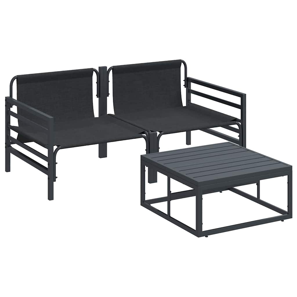 Set Divano da Giardino con cuscino 3 pz-Sofa da Giardino-Divanetto da esterno Nero Acciaio 163988