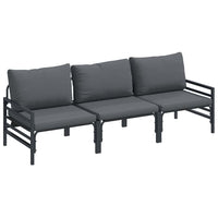 Set Divano da Giardino con cuscino 3 pz-Sofa da Giardino-Divanetto da esterno Nero Acciaio 847461