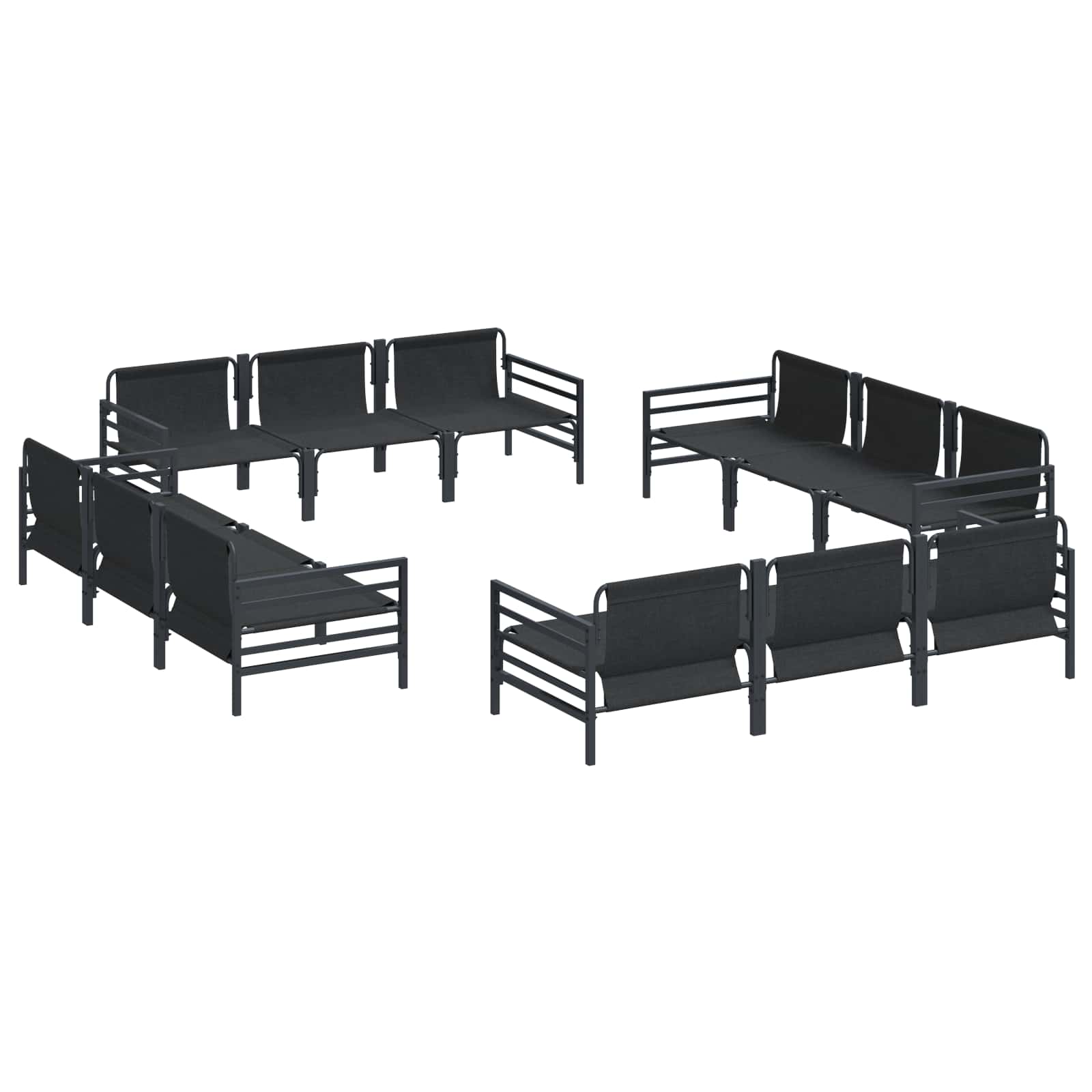 Set Divano da Giardino con cuscino 12 pcs Nero Acciaio 3378972
