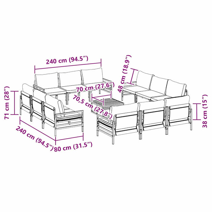 vidaXL Set Divano da Giardino 13 pcs Antracite Acciaio