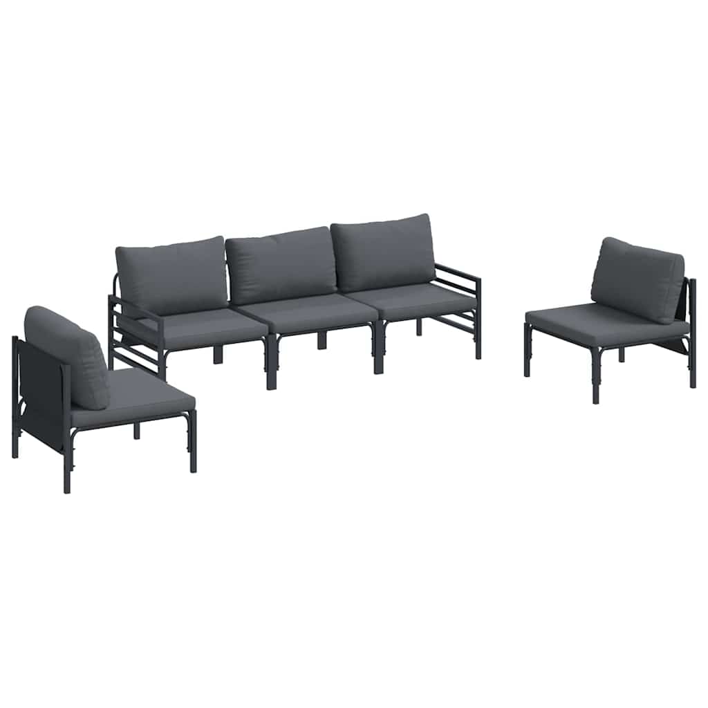 vidaXL Set Divano da Giardino 5 pcs Antracite Acciaio