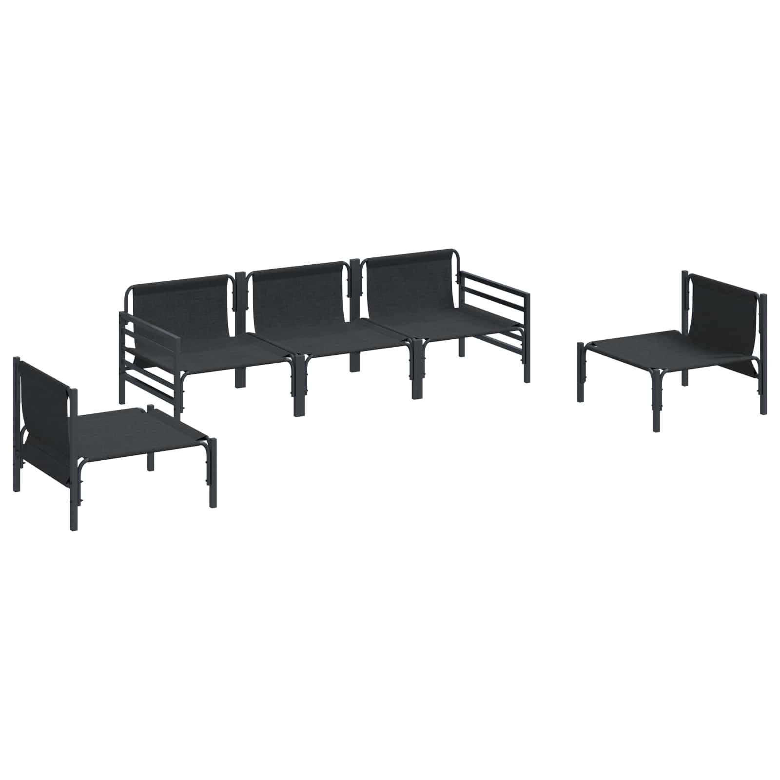 Set Divano da Giardino con cuscino 5 pcs Nero Acciaio 3378974